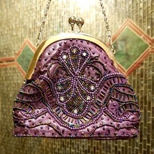 Beautiful Silk Hand Beaded Evening Purse